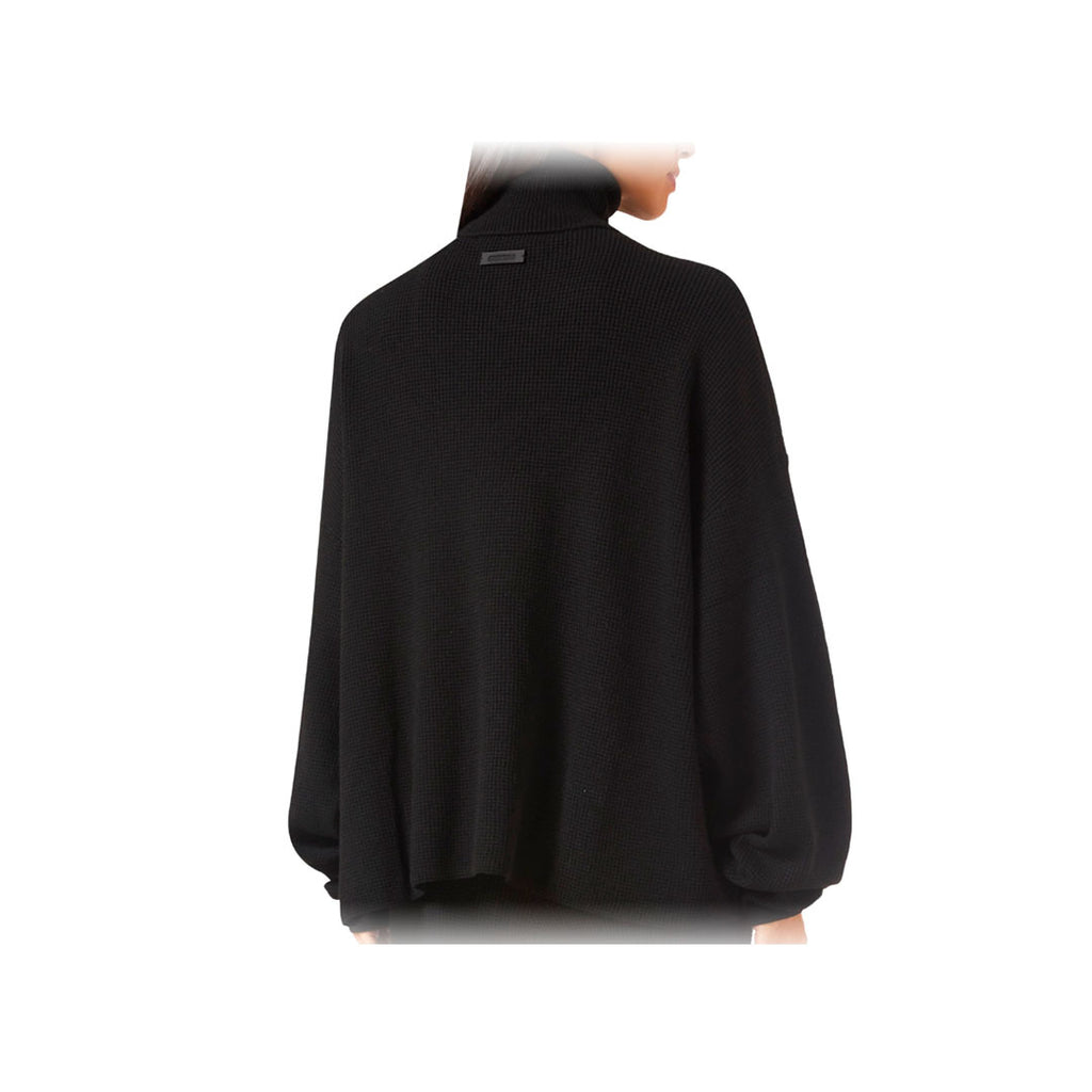 Waffle Roll Neck Sweatshirt in Nylon-blend Knit