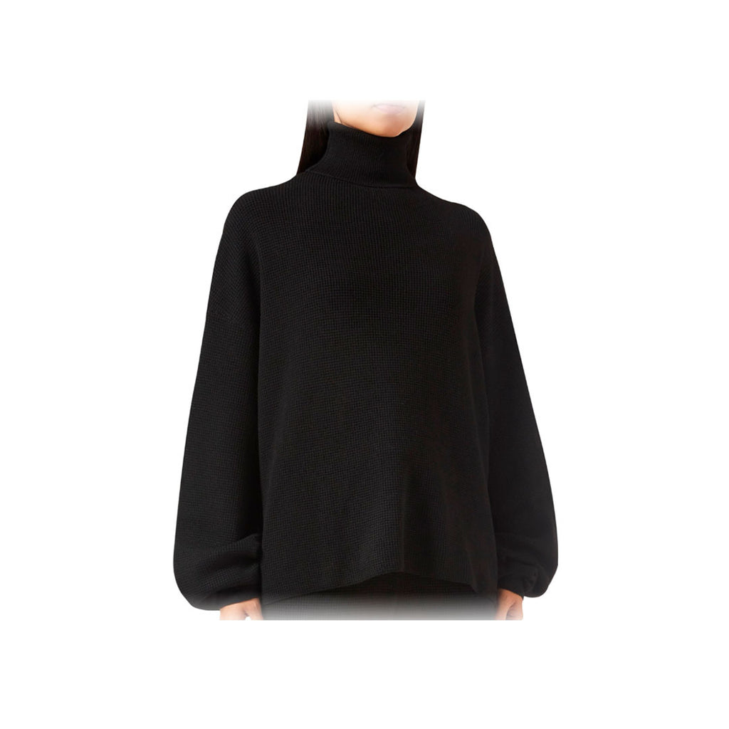 Waffle Roll Neck Sweatshirt in Nylon-blend Knit