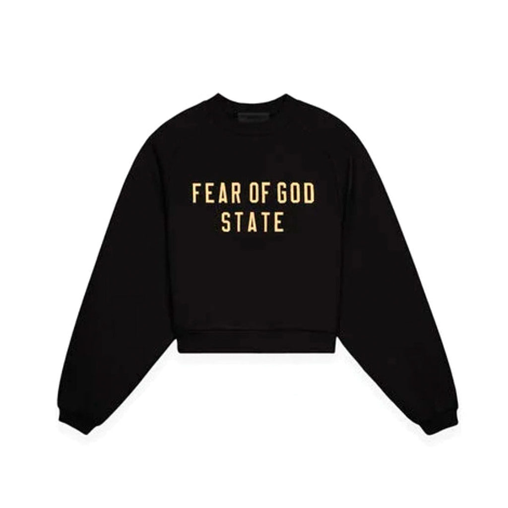 Fear Of God Essentials Crop Sweatshirt w Fleece Black Yellow