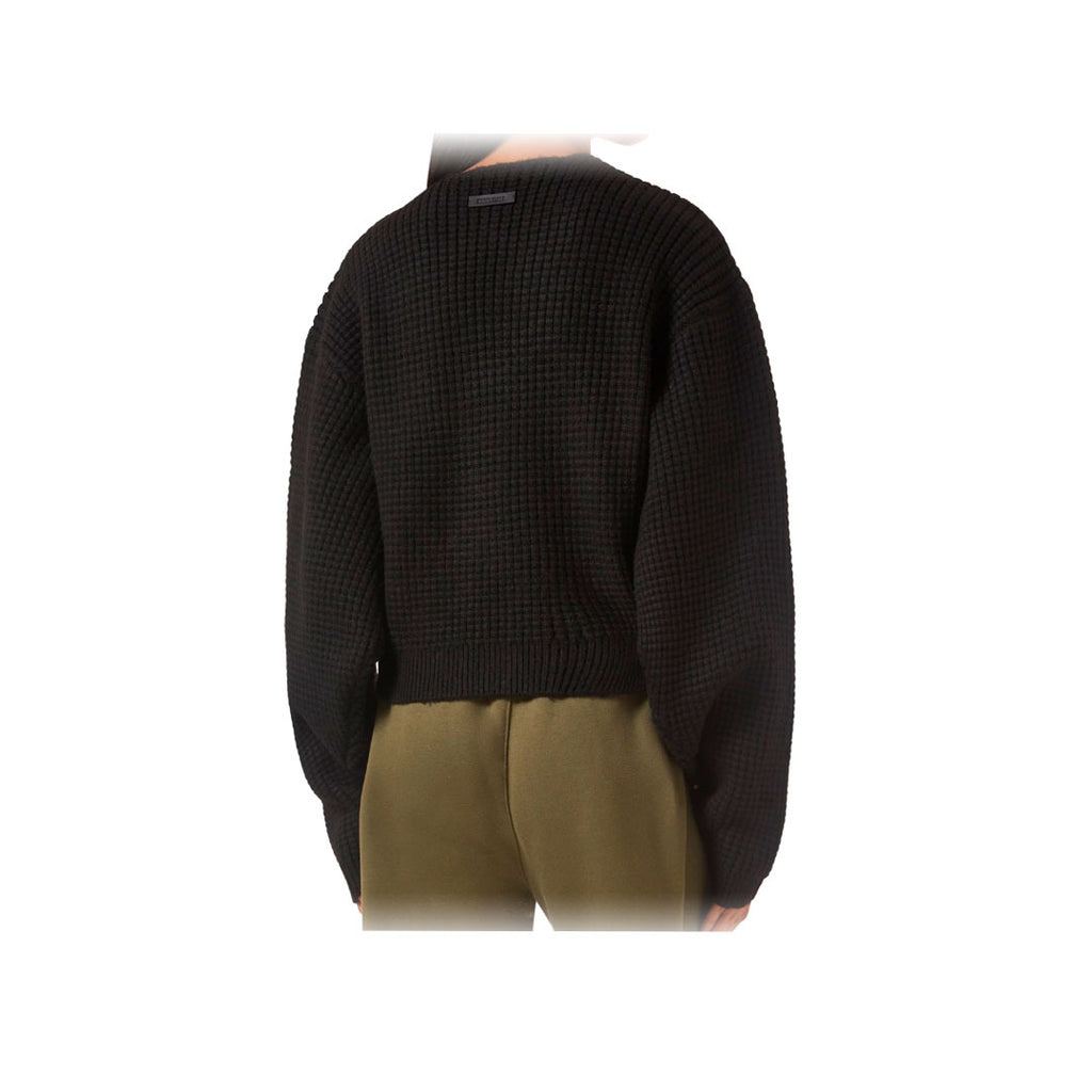 Fear Of God Essentials Waffle Crop Sweater Black