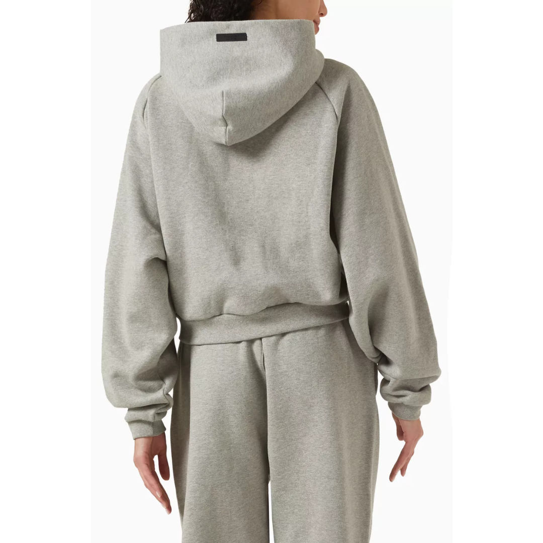 Fear Of God Essentials Crop Hoodie w Fleece Grey Red