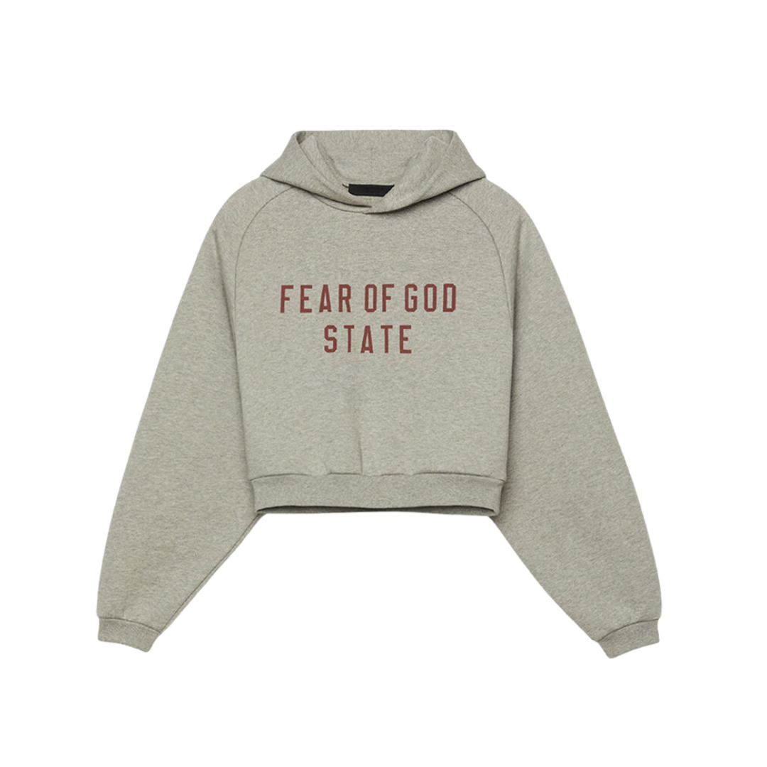 Fear Of God Essentials Crop Hoodie w Fleece Grey Red