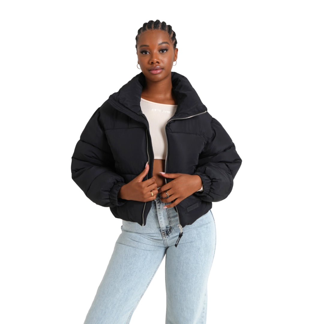 Sixth June Crop Puffer Jacket Black