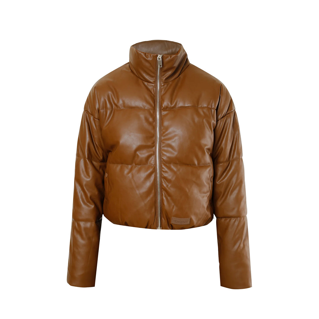 Sixth June Leather Puffer Jacket