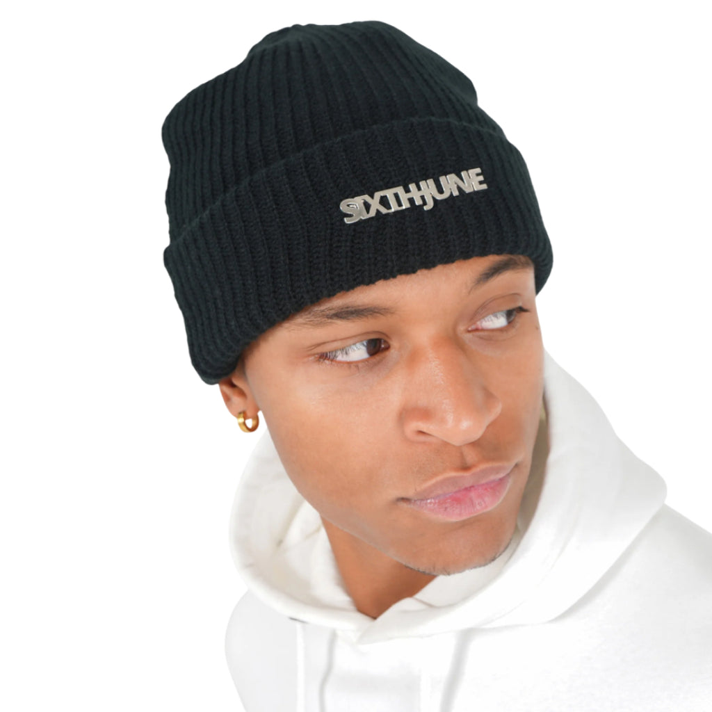 Sixth June Metallic Logo Beanie Black