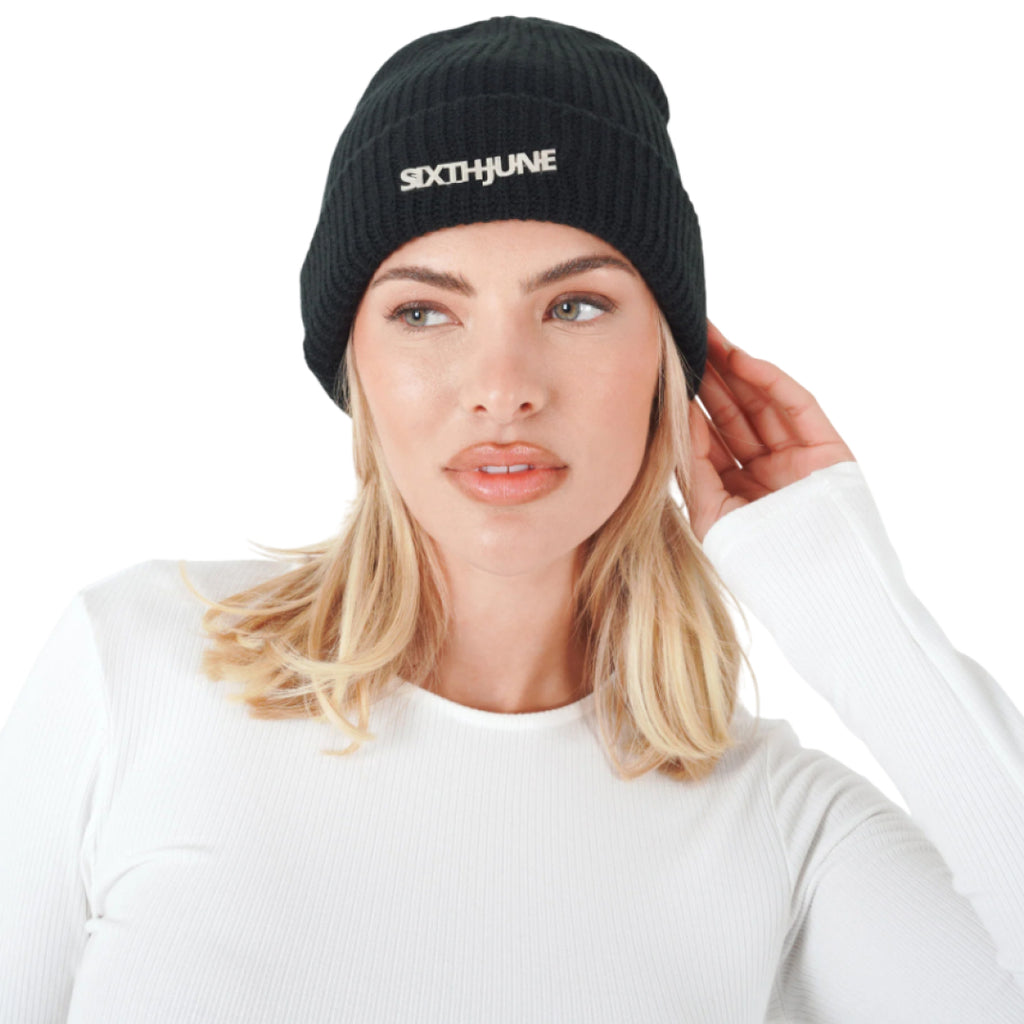 Sixth June Metallic Logo Beanie Black