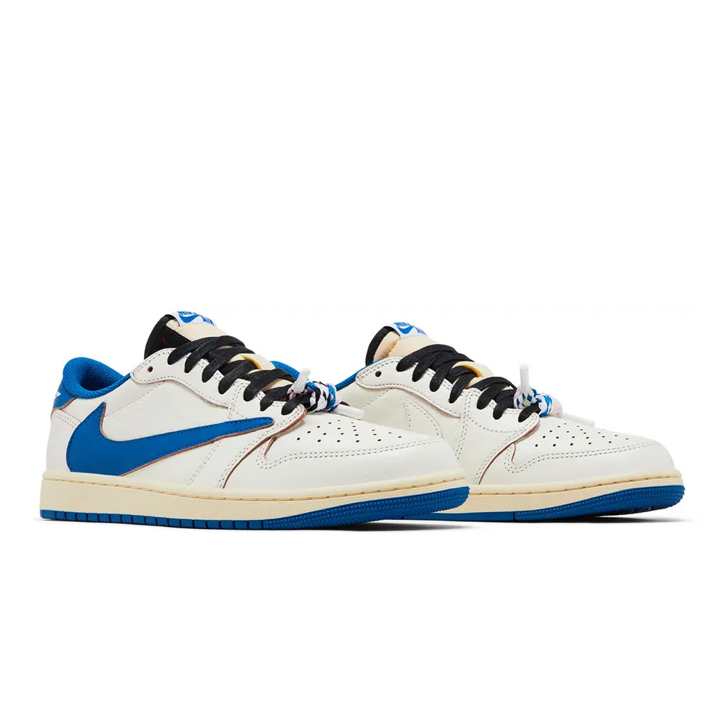 Fragment Design x Travis Scott x Air Jordan 1 Retro Low OG SP 'Sail Military Blue'