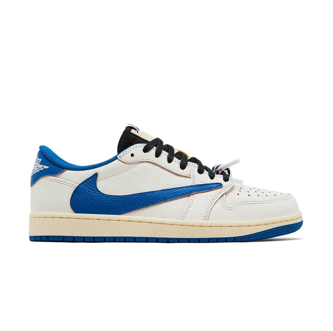 Fragment Design x Travis Scott x Air Jordan 1 Retro Low OG SP 'Sail Military Blue'