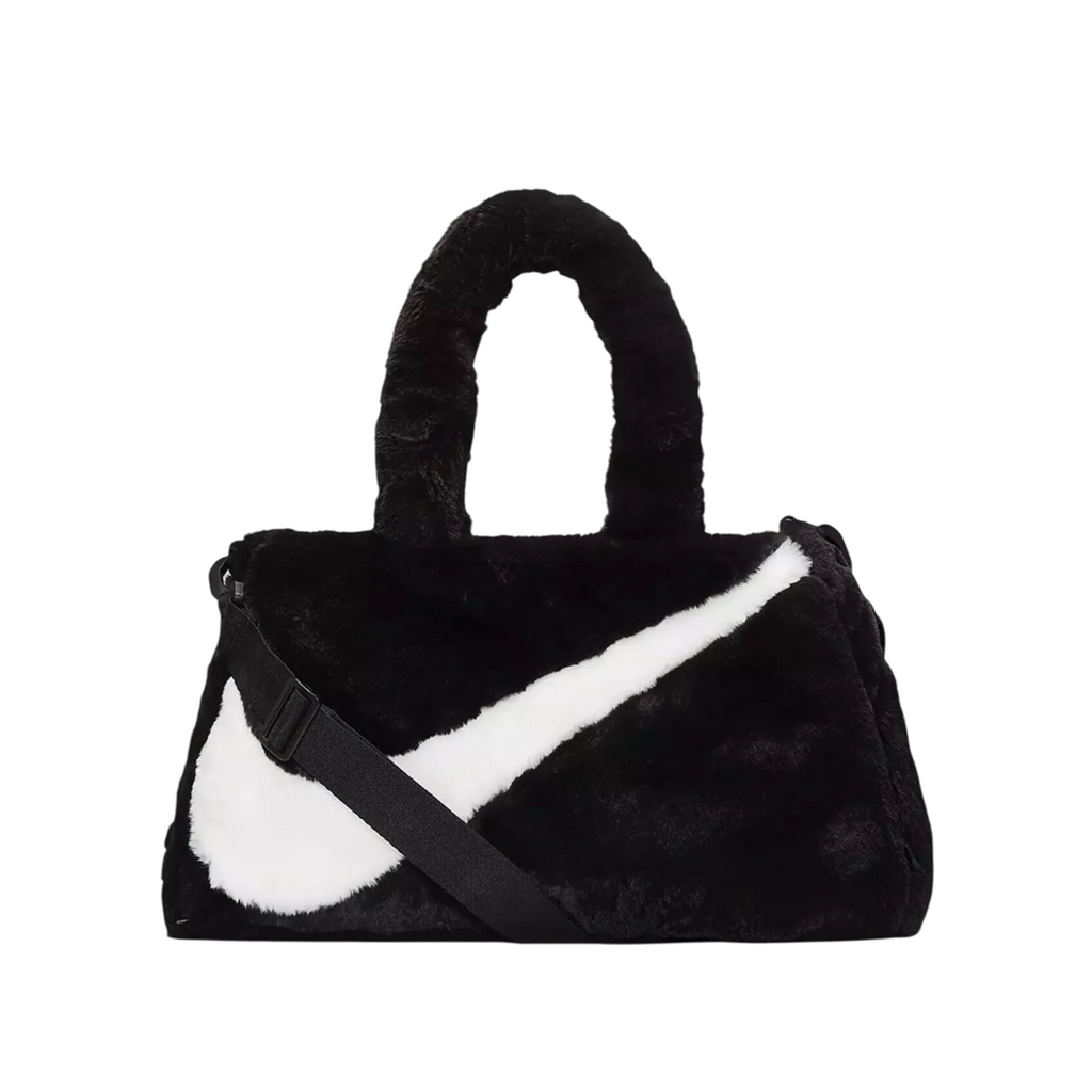 Nike Faux Fur Swoosh Bag Black White
