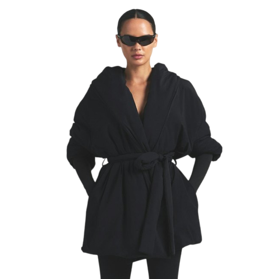 Nike SKIMS Woven Nylon Wrap Coat Obsidian/Obsidian